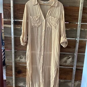 Women's Cream Button-Up Dress